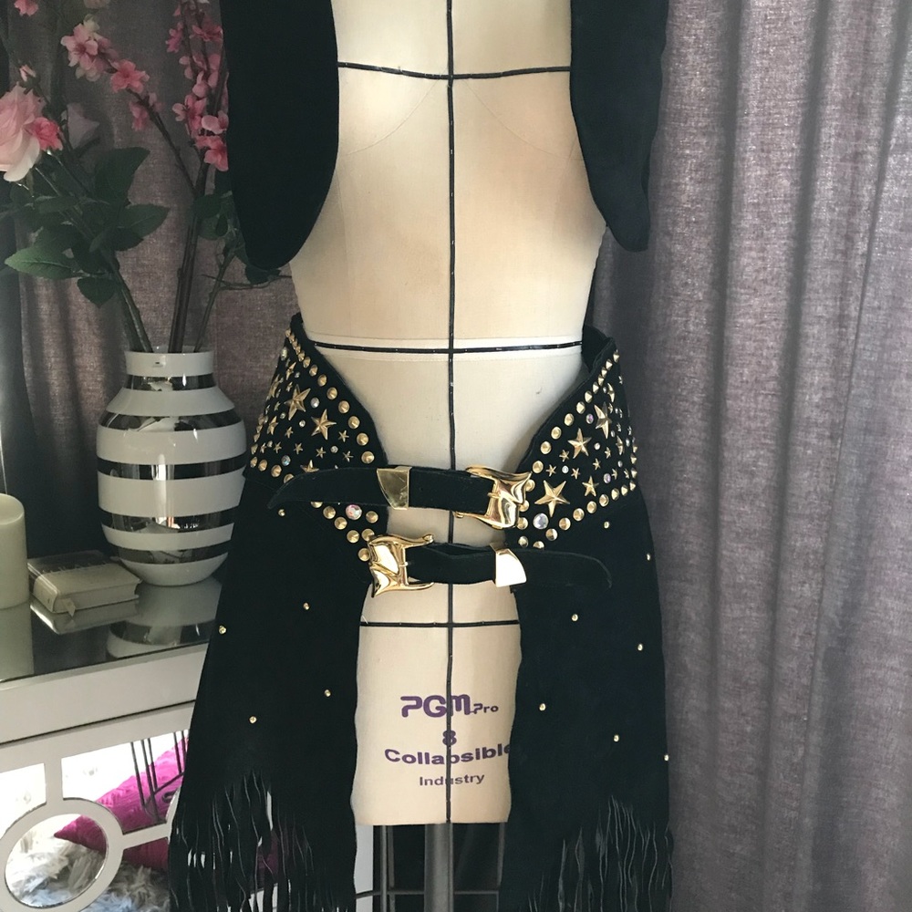 Leather chaps/skirt with vest